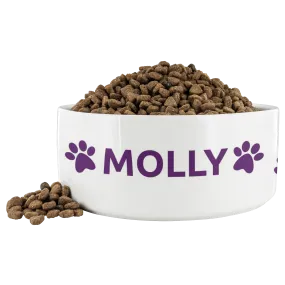 Personalized Ceramic Dog Bowl Paw Name