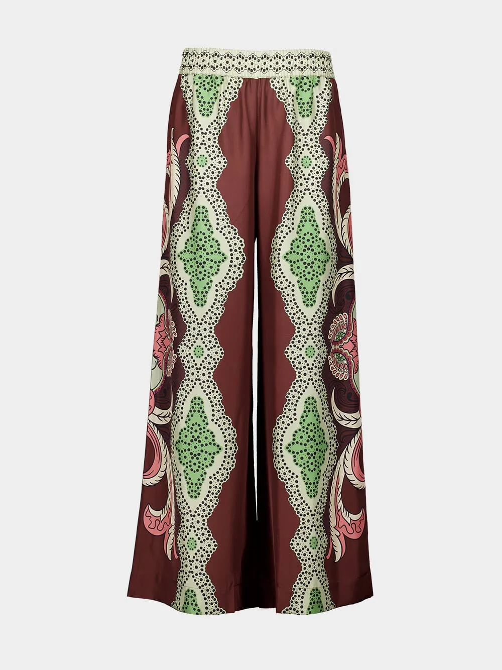 Portal Placée Brown Silk Twill Palazzo Pants