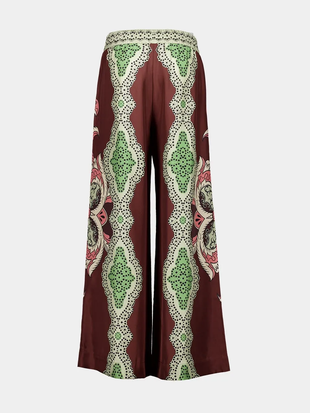 Portal Placée Brown Silk Twill Palazzo Pants