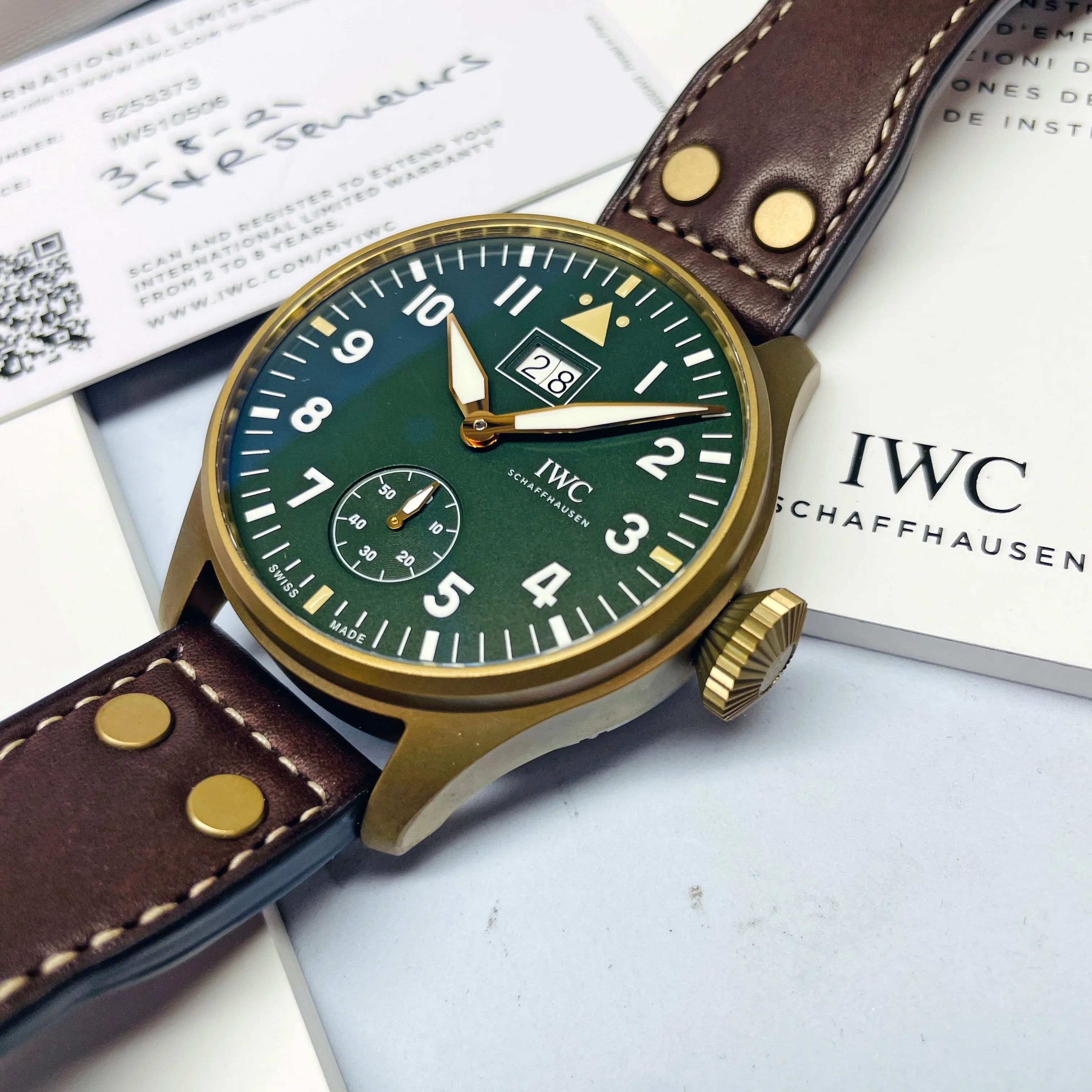 Pre-Owned IWC Spitfire Mission Accomplished Watch 46.2mm Green Bronze IW510506