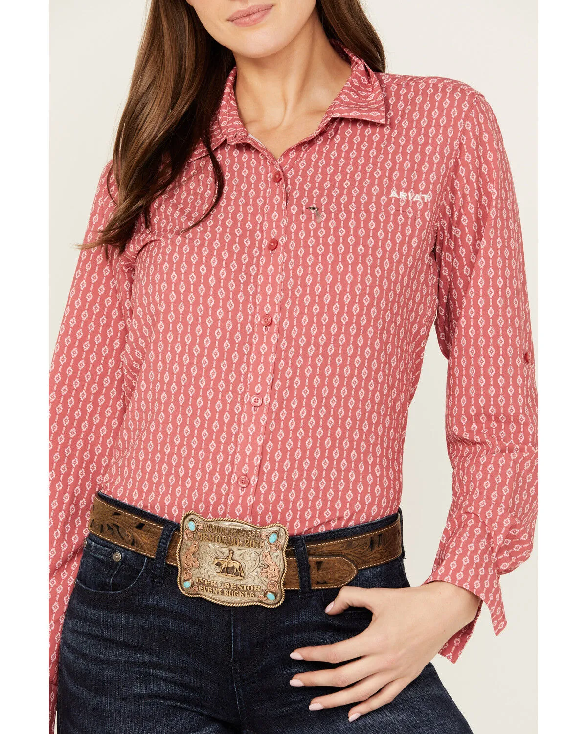 Product Name:  Ariat Women's Southwestern Striped VentTek Long Sleeve Button-Down Western Shirt