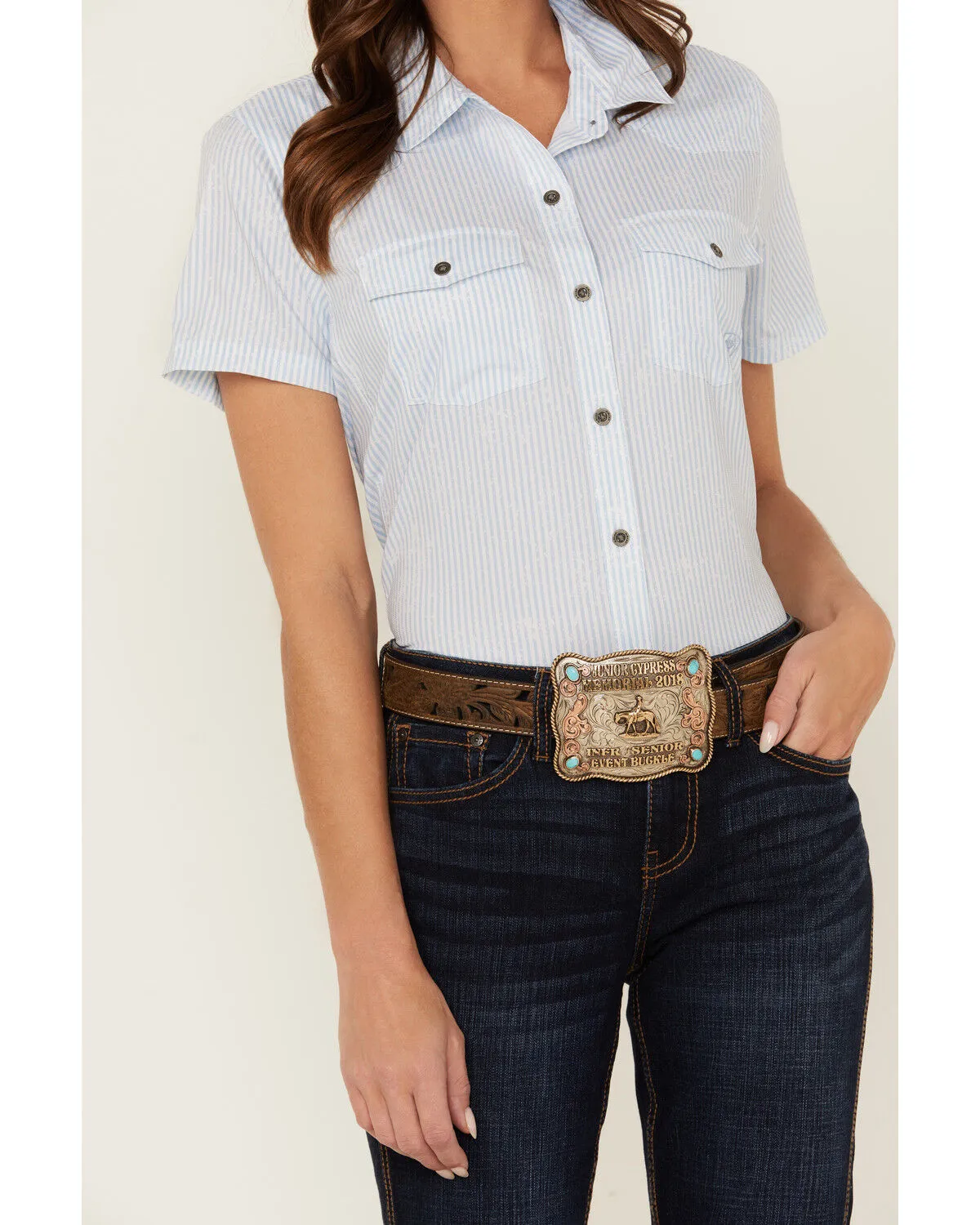 Product Name:  Ariat Women's Striped VentTek Short Sleeve Button-Down Western Shirt