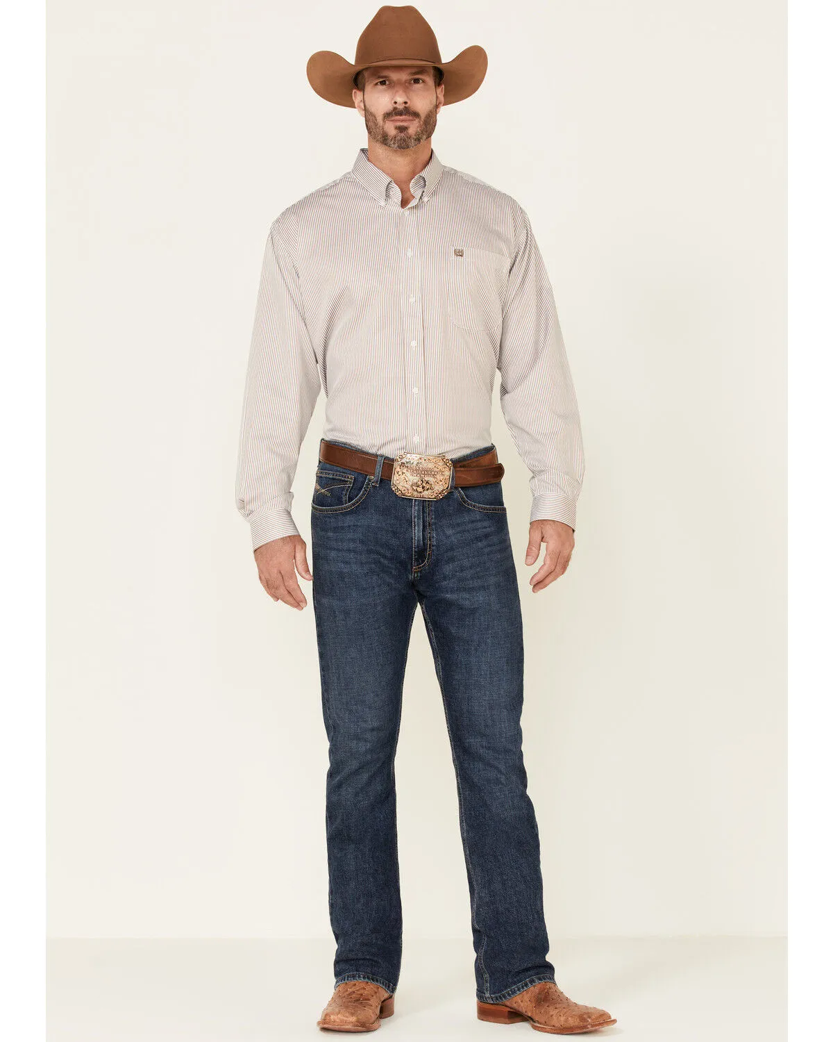 Product Name:  Cinch Men's Tencel Mini Stripe Long Sleeve Button-Down Western Shirt