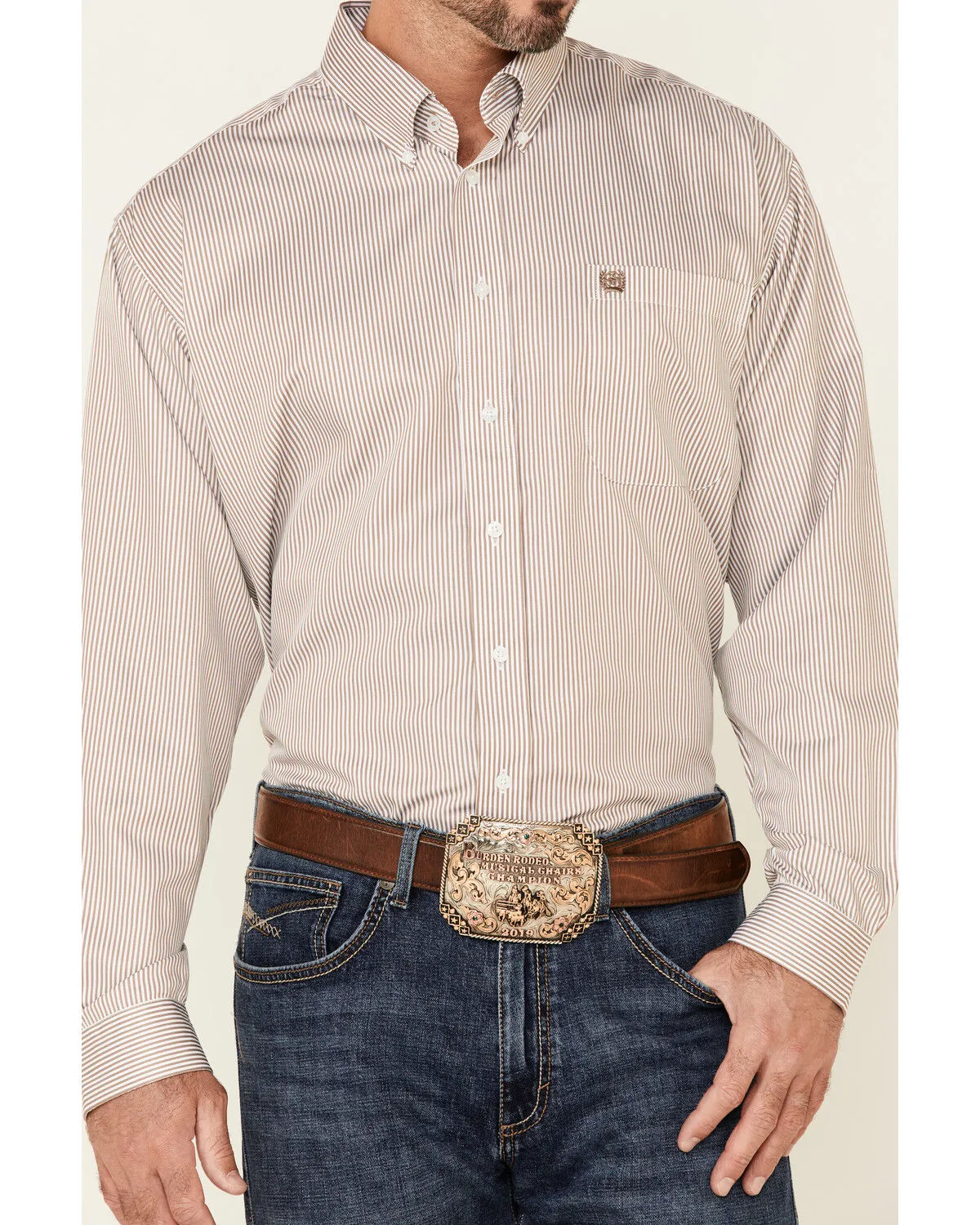 Product Name:  Cinch Men's Tencel Mini Stripe Long Sleeve Button-Down Western Shirt