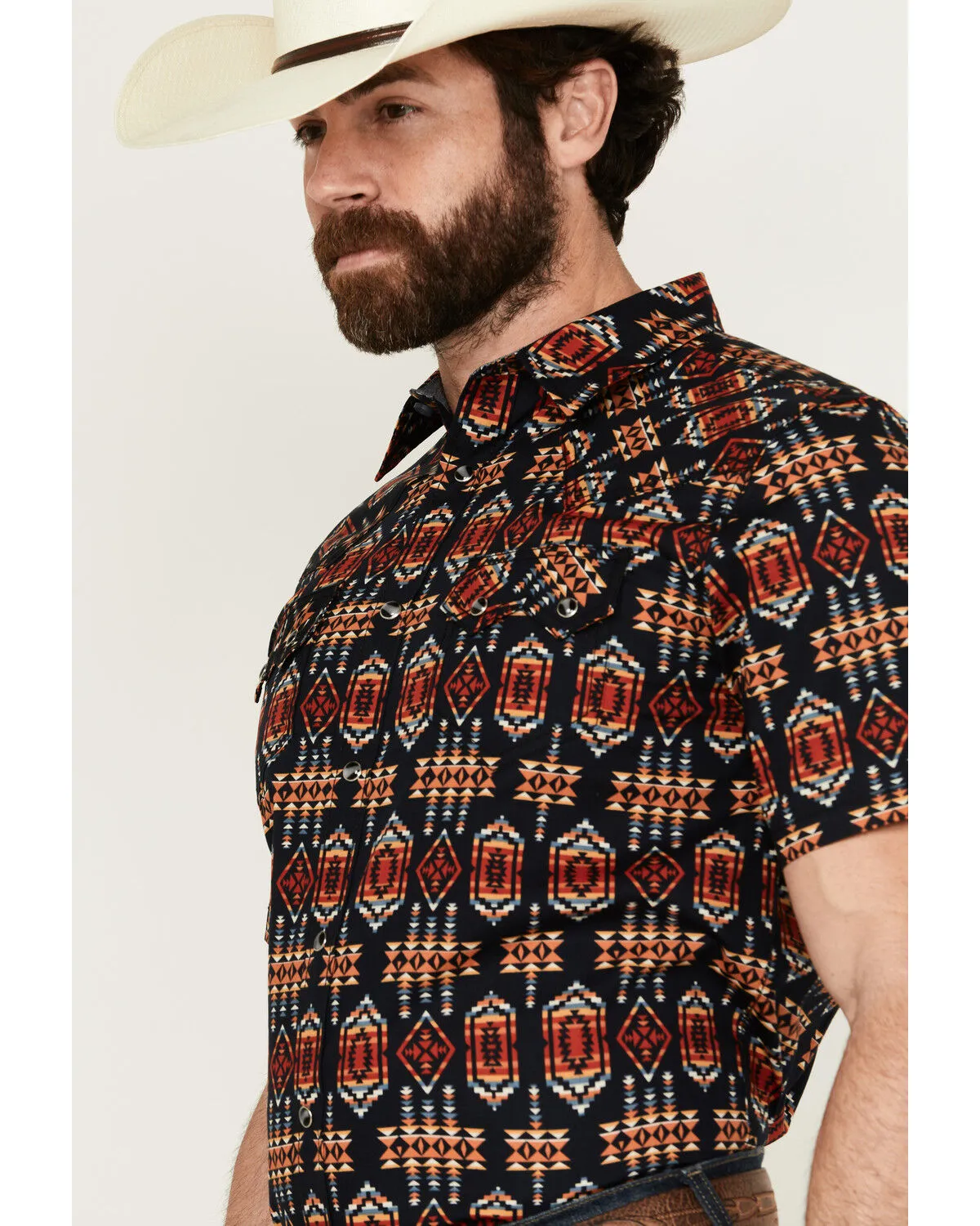 Product Name:  Cody James Men's Axe Throw Southwestern Print Short Sleeve Snap Western Shirt - Big