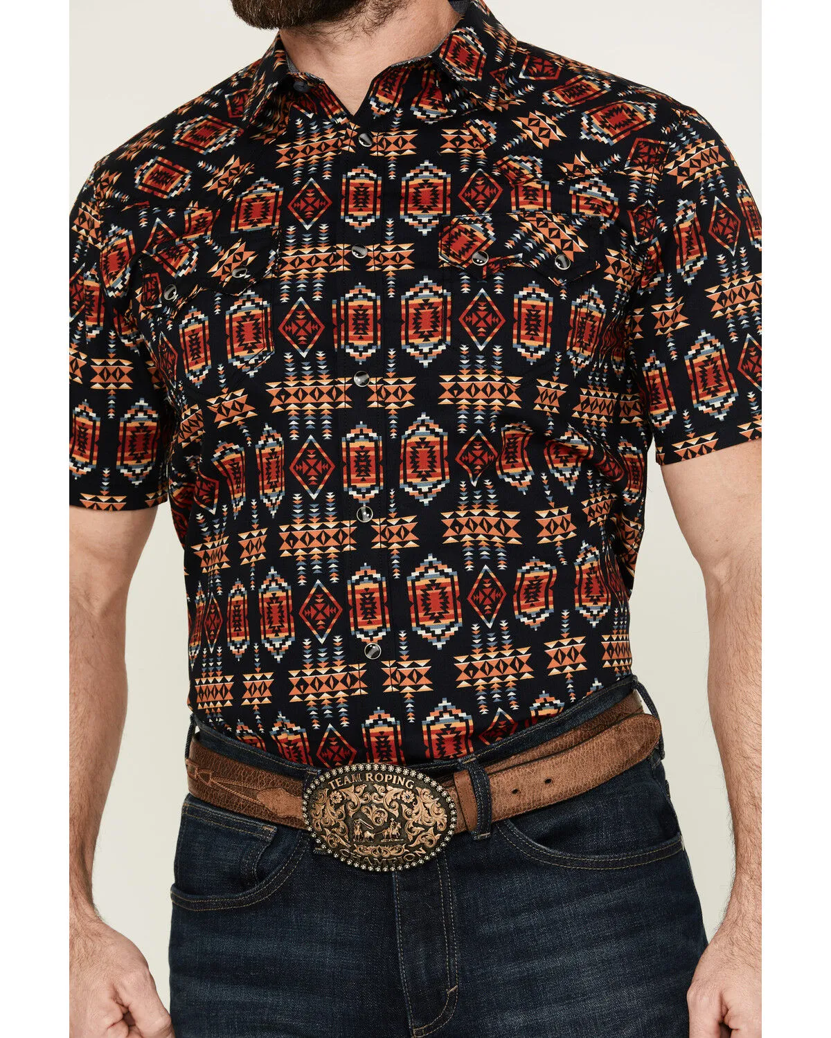 Product Name:  Cody James Men's Axe Throw Southwestern Print Short Sleeve Snap Western Shirt - Big