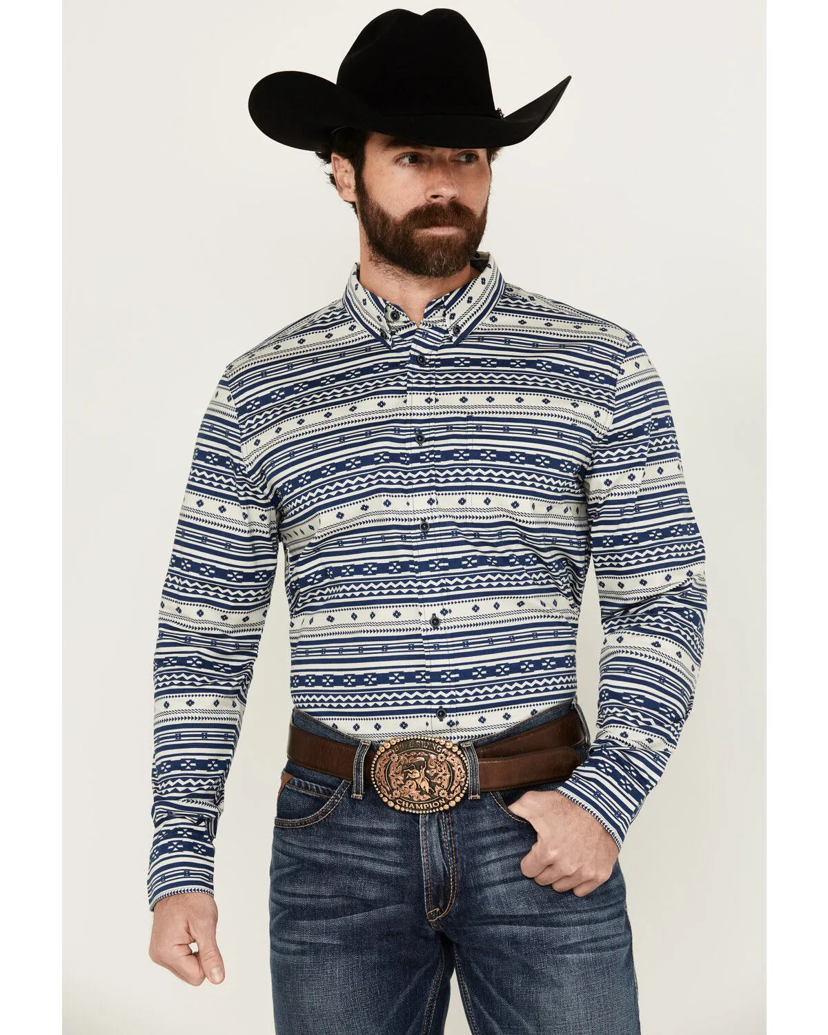 Product Name:  Cody James Men's Falcon Southwestern Striped Print Long Sleeve Button-Down Stretch Western Shirt