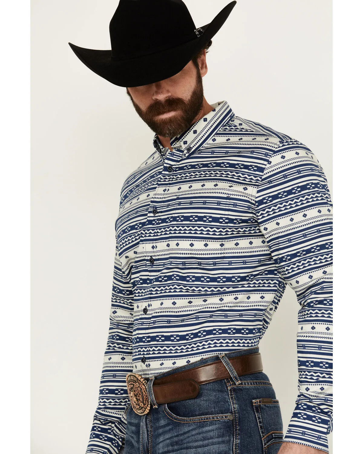 Product Name:  Cody James Men's Falcon Southwestern Striped Print Long Sleeve Button-Down Stretch Western Shirt