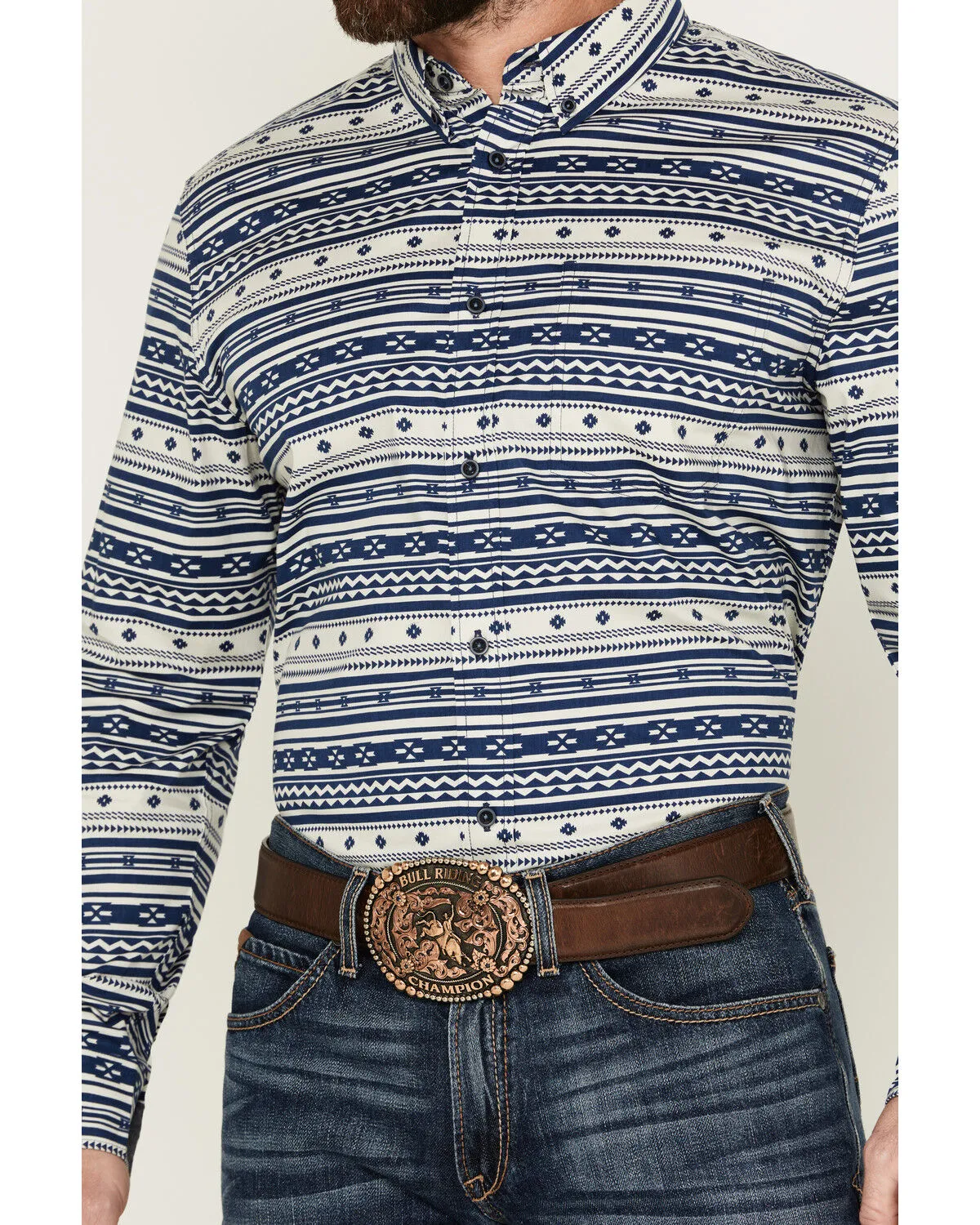 Product Name:  Cody James Men's Falcon Southwestern Striped Print Long Sleeve Button-Down Stretch Western Shirt