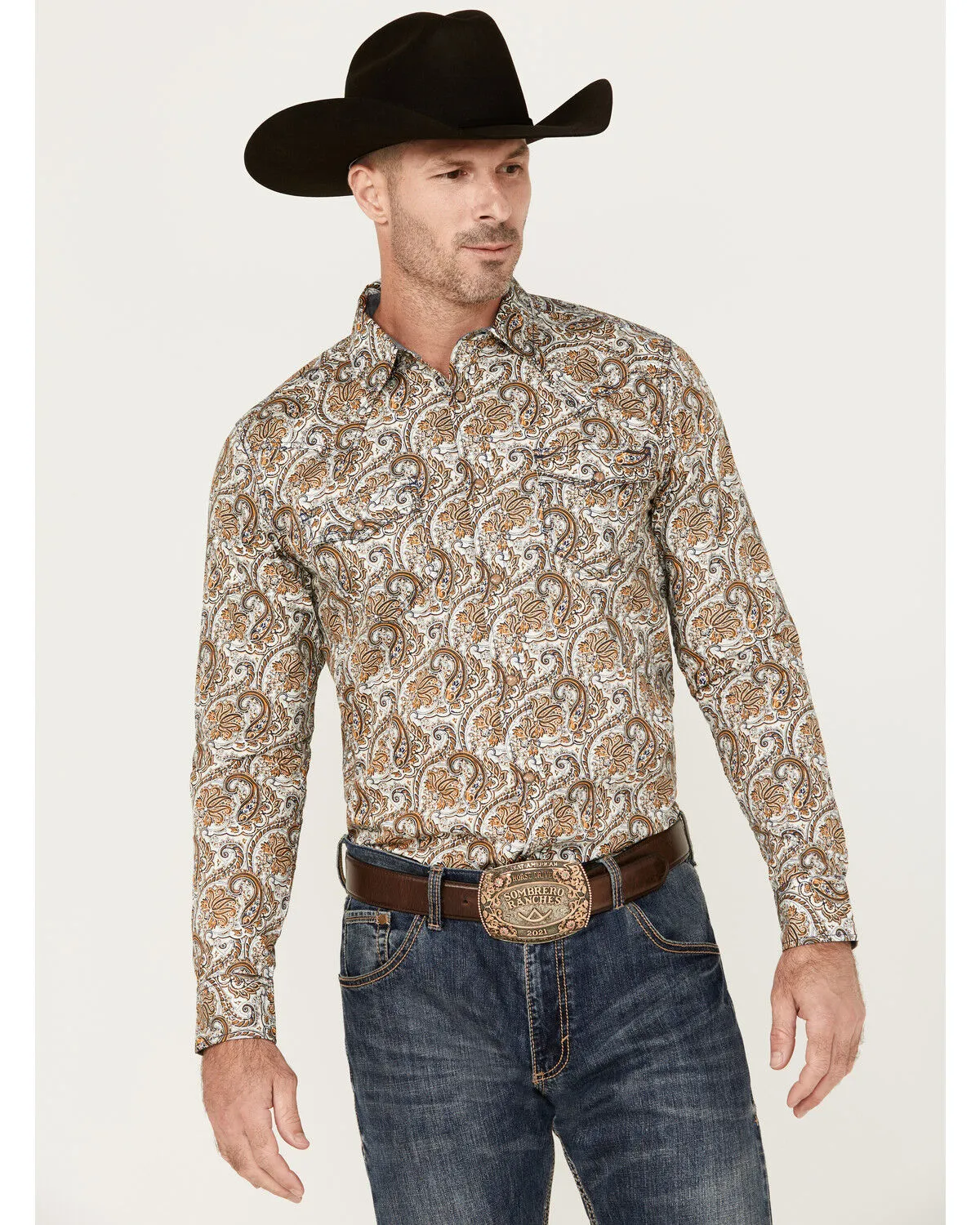 Product Name:  Cody James Men's Gold Dust Paisley Print Long Sleeve Snap Western Shirt - Big