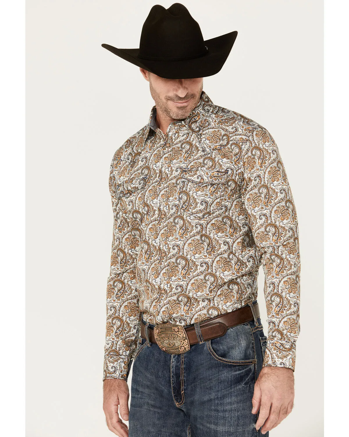 Product Name:  Cody James Men's Gold Dust Paisley Print Long Sleeve Snap Western Shirt - Big