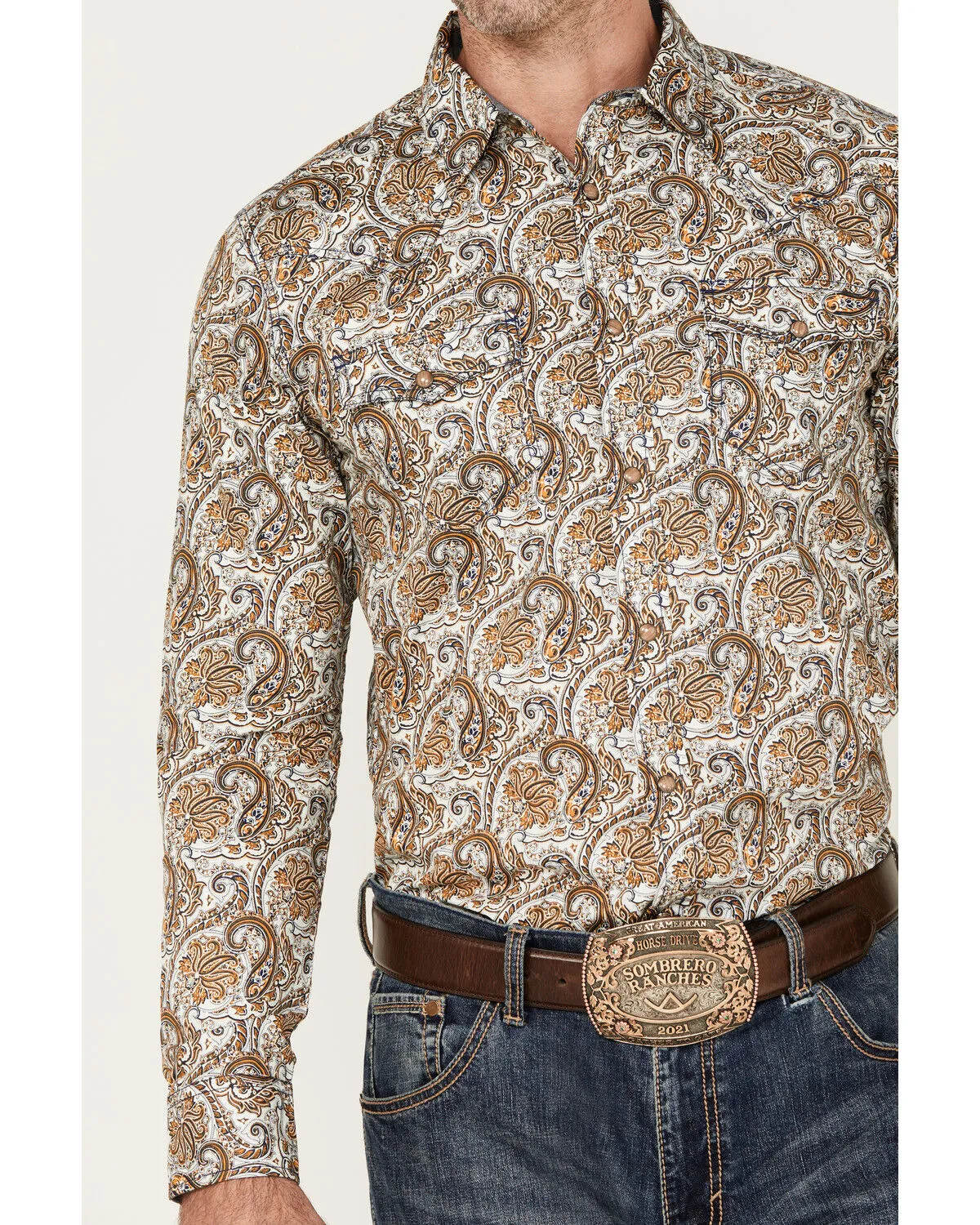 Product Name:  Cody James Men's Gold Dust Paisley Print Long Sleeve Snap Western Shirt - Big