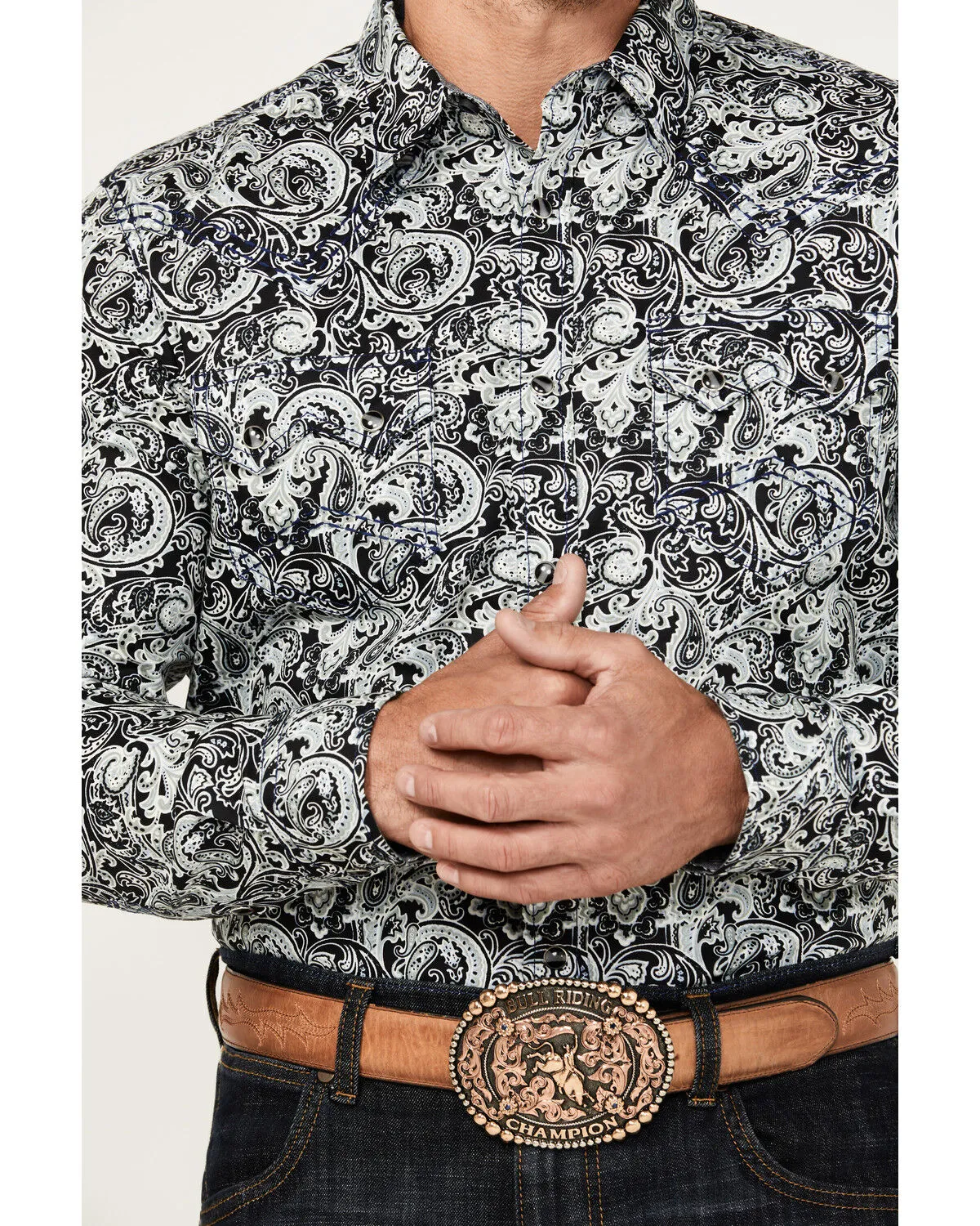 Product Name:  Cody James Men's Showdown Paisley Print Long Sleeve Snap Western Shirt