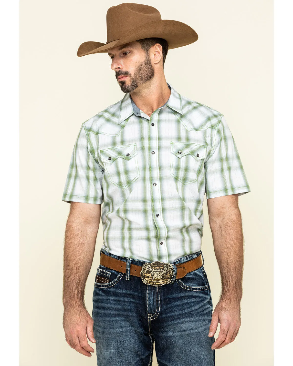 Product Name:  Cody James Men's Woodlands Large Plaid Short Sleeve Western Shirt