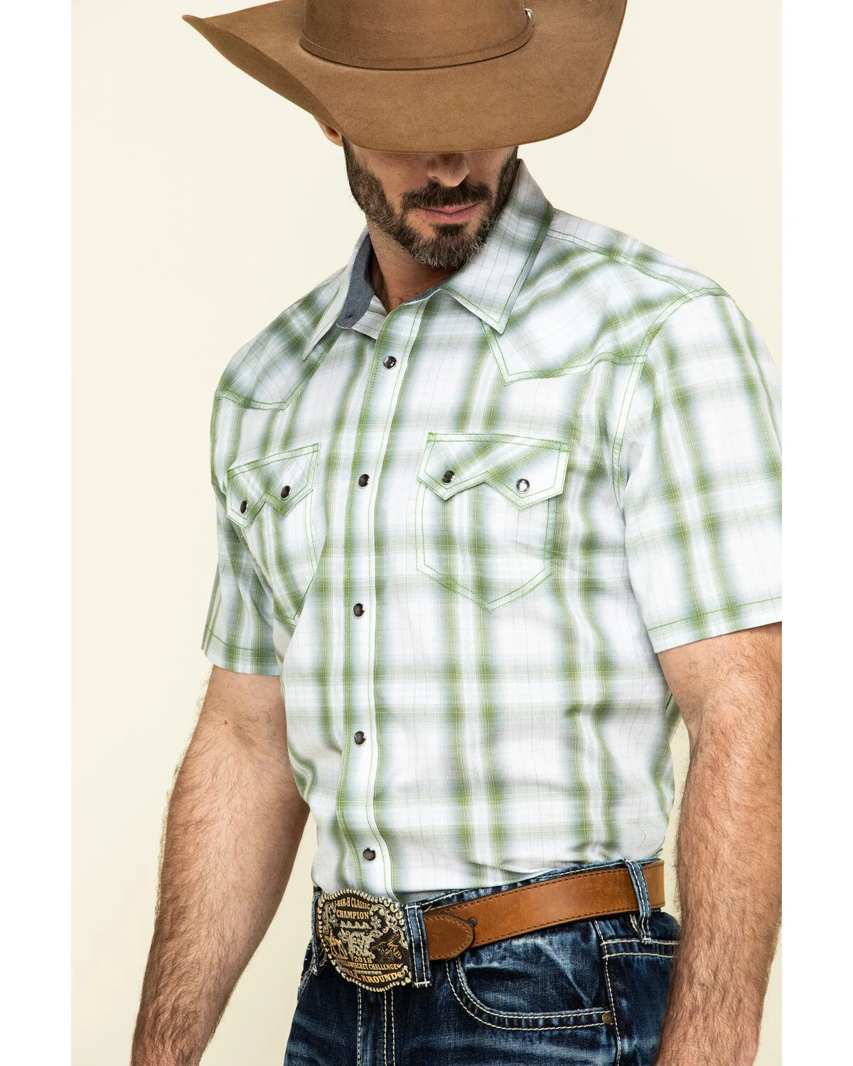 Product Name:  Cody James Men's Woodlands Large Plaid Short Sleeve Western Shirt