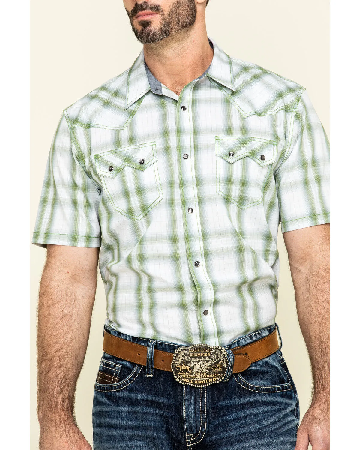 Product Name:  Cody James Men's Woodlands Large Plaid Short Sleeve Western Shirt