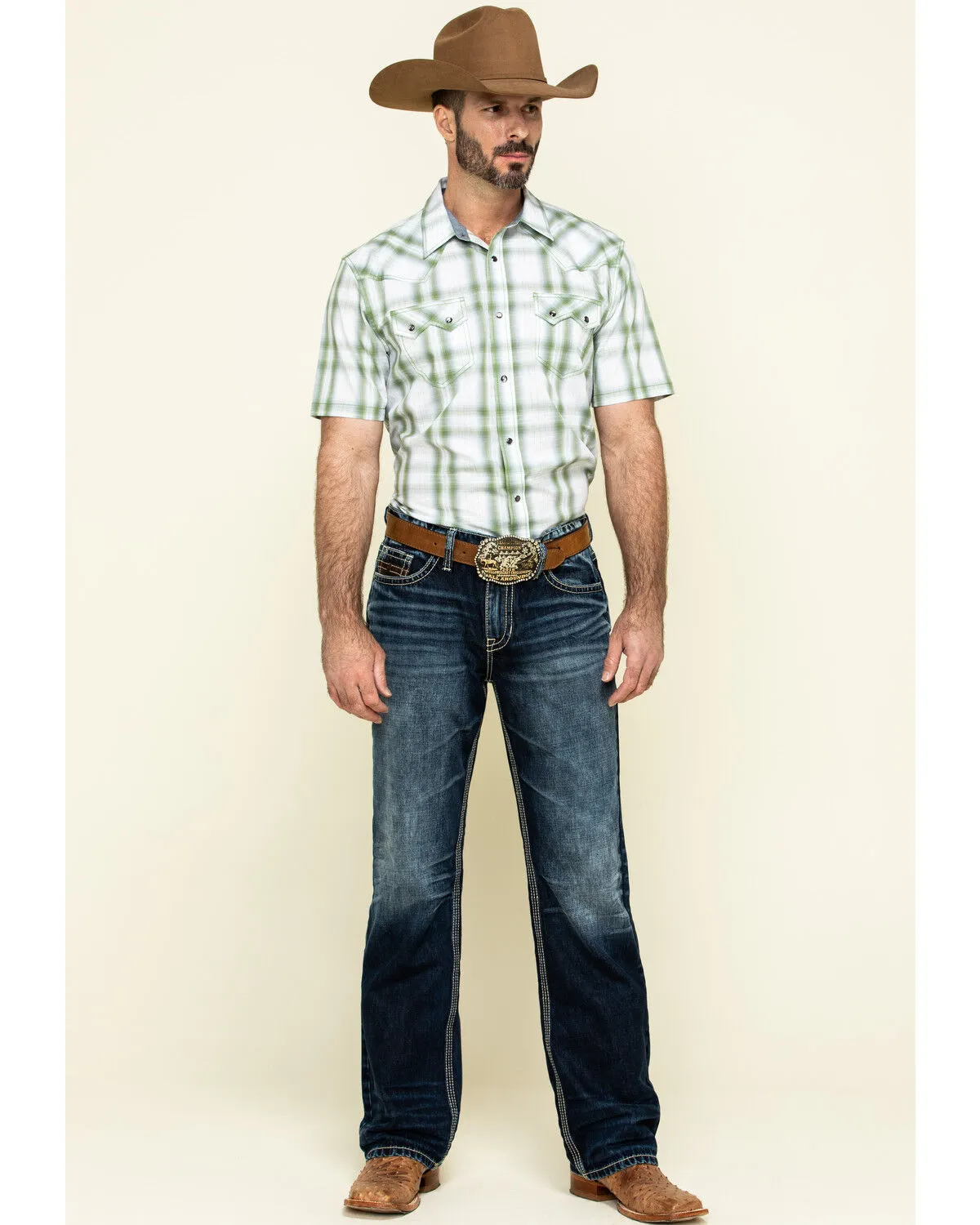 Product Name:  Cody James Men's Woodlands Large Plaid Short Sleeve Western Shirt