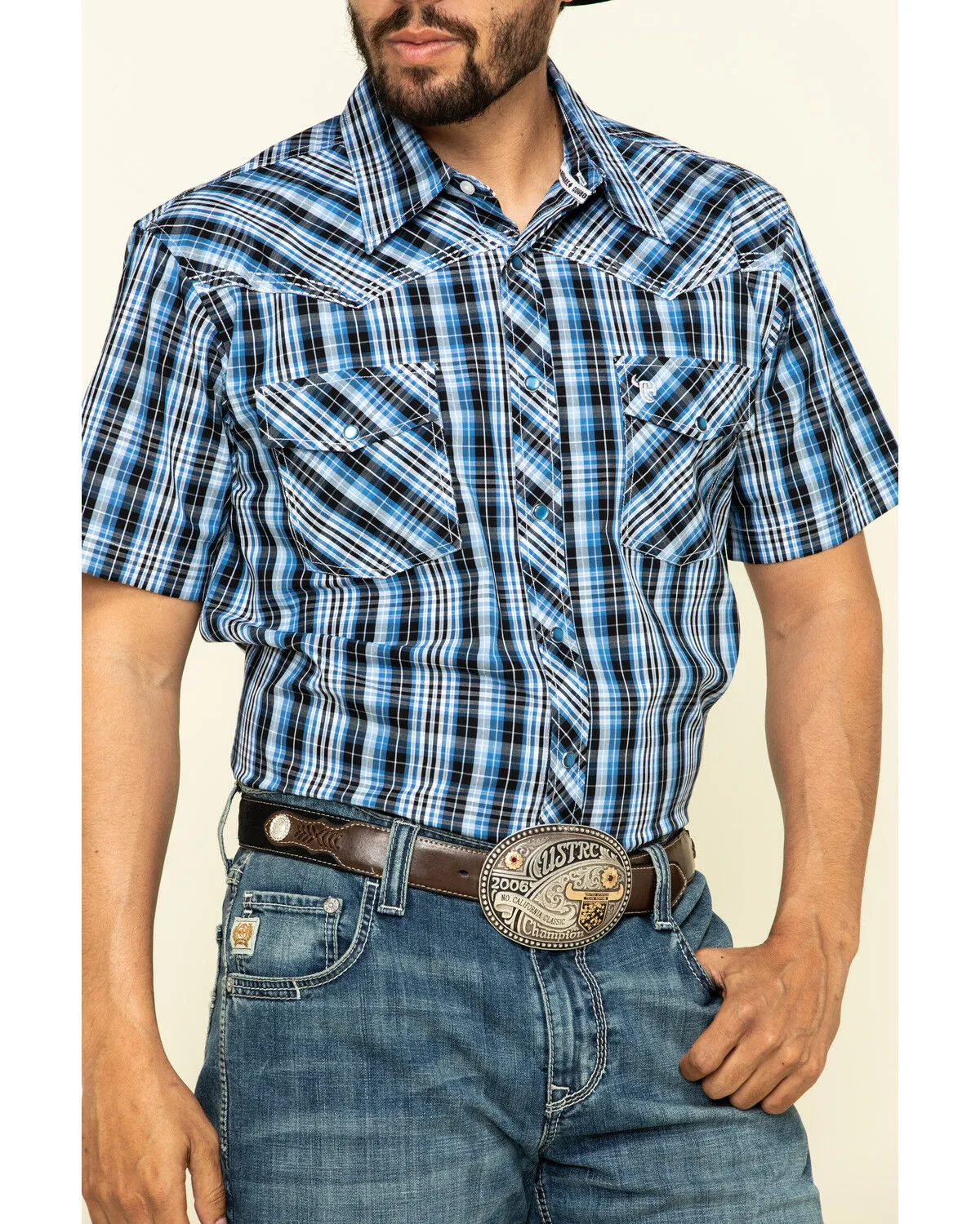 Product Name:  Cowboy Hardware Men's Heeler Plaid Short Sleeve Western Shirt