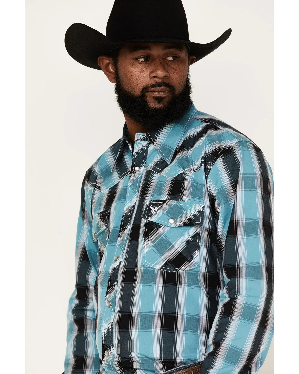 Product Name:  Cowboy Hardware Men's Hombre Large Plaid Print Long Sleeve Pearl Snap Western Shirt