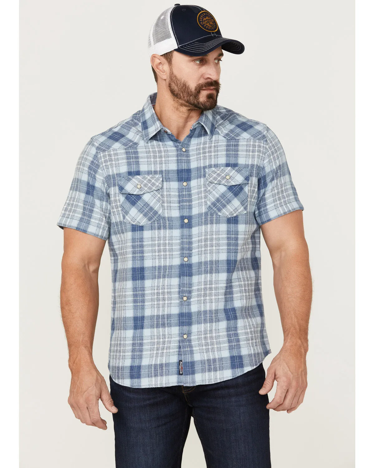 Product Name:  Flag & Anthem Men's Desert Son Cookeville Vintage Large Plaid Short Sleeve Snap Western Shirt