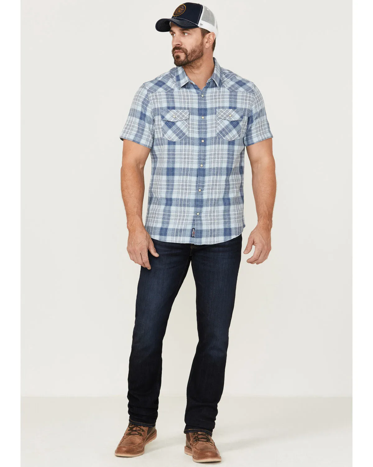 Product Name:  Flag & Anthem Men's Desert Son Cookeville Vintage Large Plaid Short Sleeve Snap Western Shirt