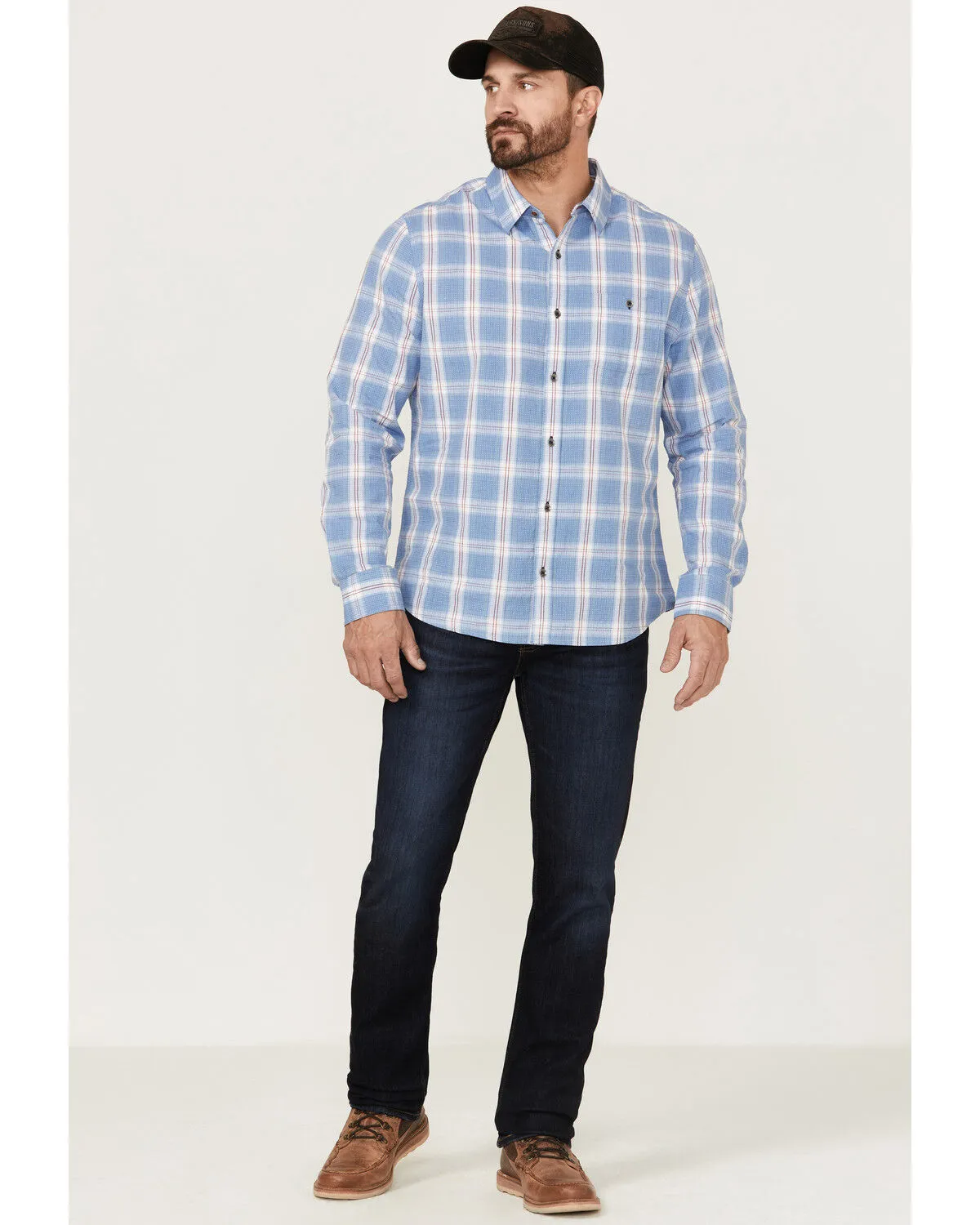 Product Name:  Flag & Anthem Men's Sanderson Dobby Plaid Long Sleeve Button Down Western Shirt