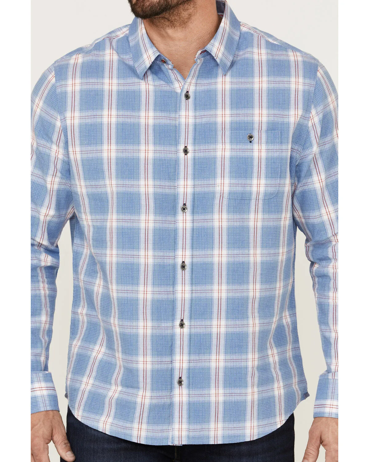 Product Name:  Flag & Anthem Men's Sanderson Dobby Plaid Long Sleeve Button Down Western Shirt