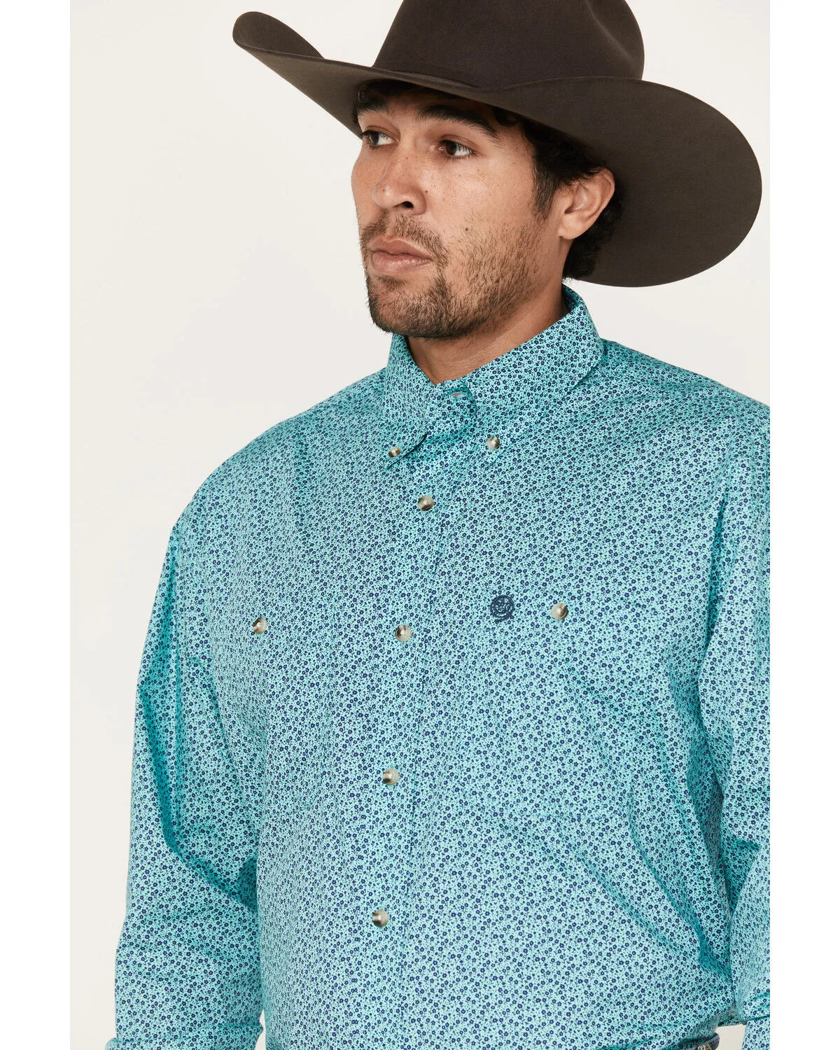 Product Name:  George Strait by Wrangler Men's Floral Print Long Sleeve Button-Down Western Shirt