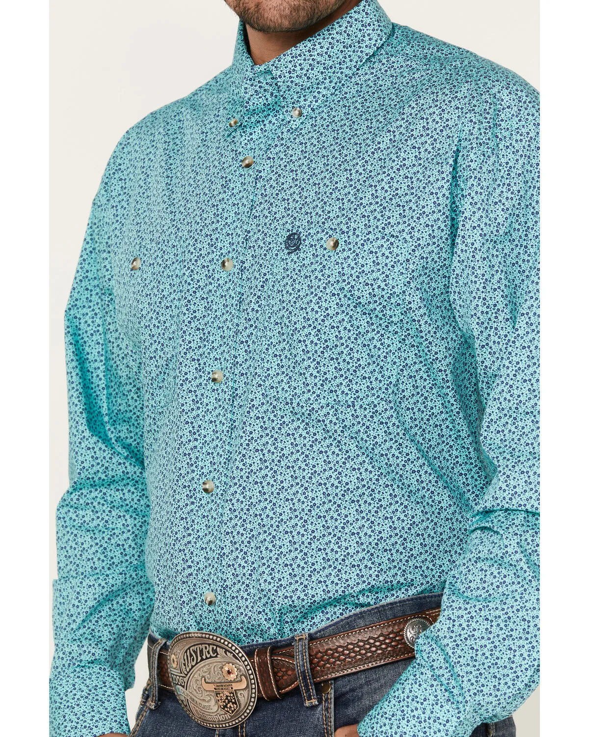 Product Name:  George Strait by Wrangler Men's Floral Print Long Sleeve Button-Down Western Shirt