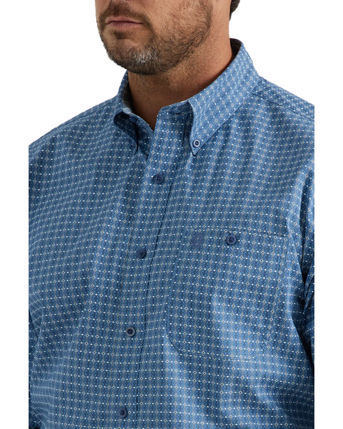 Product Name:  George Strait by Wrangler Men's Geo Print Long Sleeve Button-Down Stretch Western Shirt - Tall