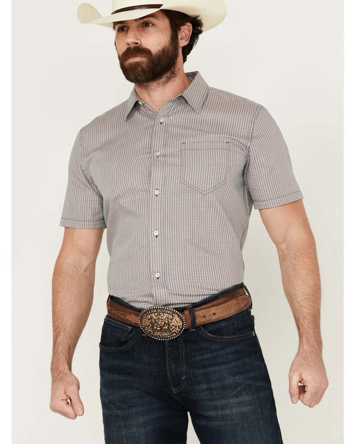 Product Name:  Gibson Men's Gold Cave Plaid Print Short Sleeve Button-Down Western Shirt