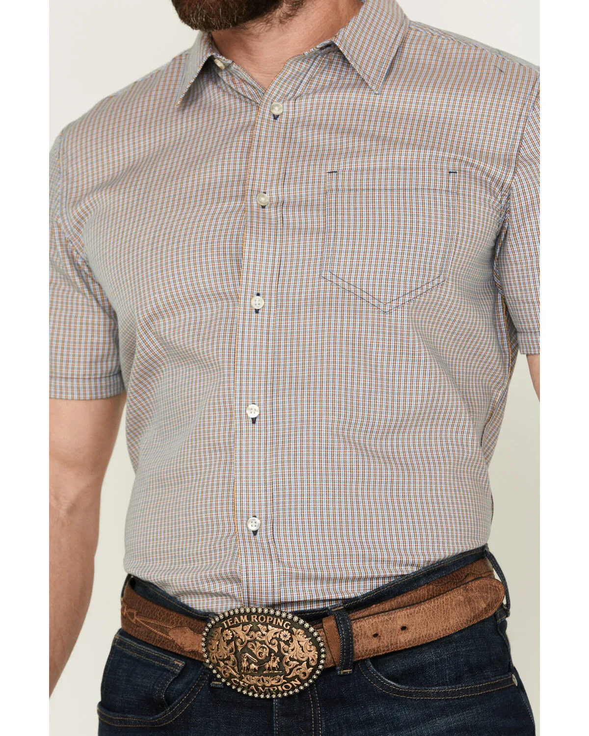 Product Name:  Gibson Men's Gold Cave Plaid Print Short Sleeve Button-Down Western Shirt