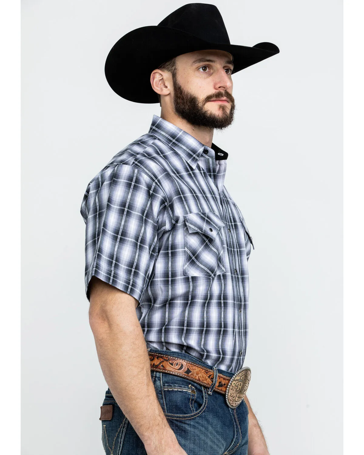 Product Name:  Jack Daniel's Men's Textured Plaid Print Short Sleeve Western Shirt