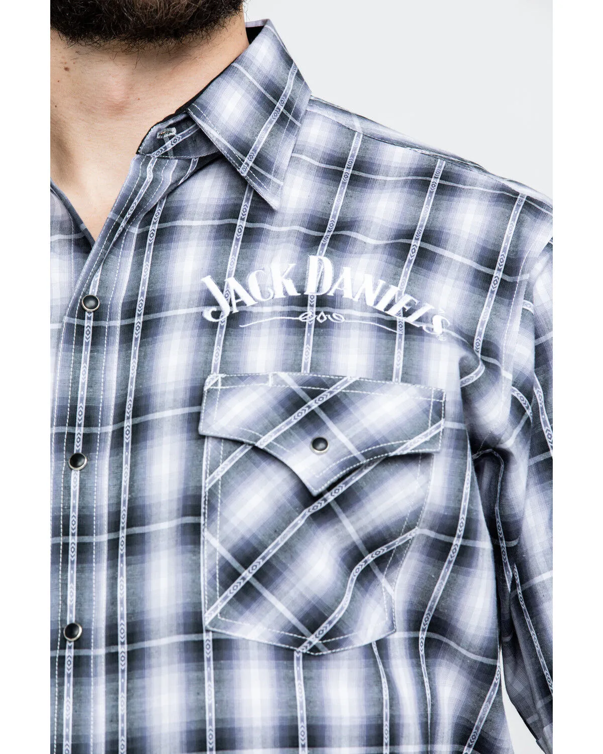 Product Name:  Jack Daniel's Men's Textured Plaid Print Short Sleeve Western Shirt