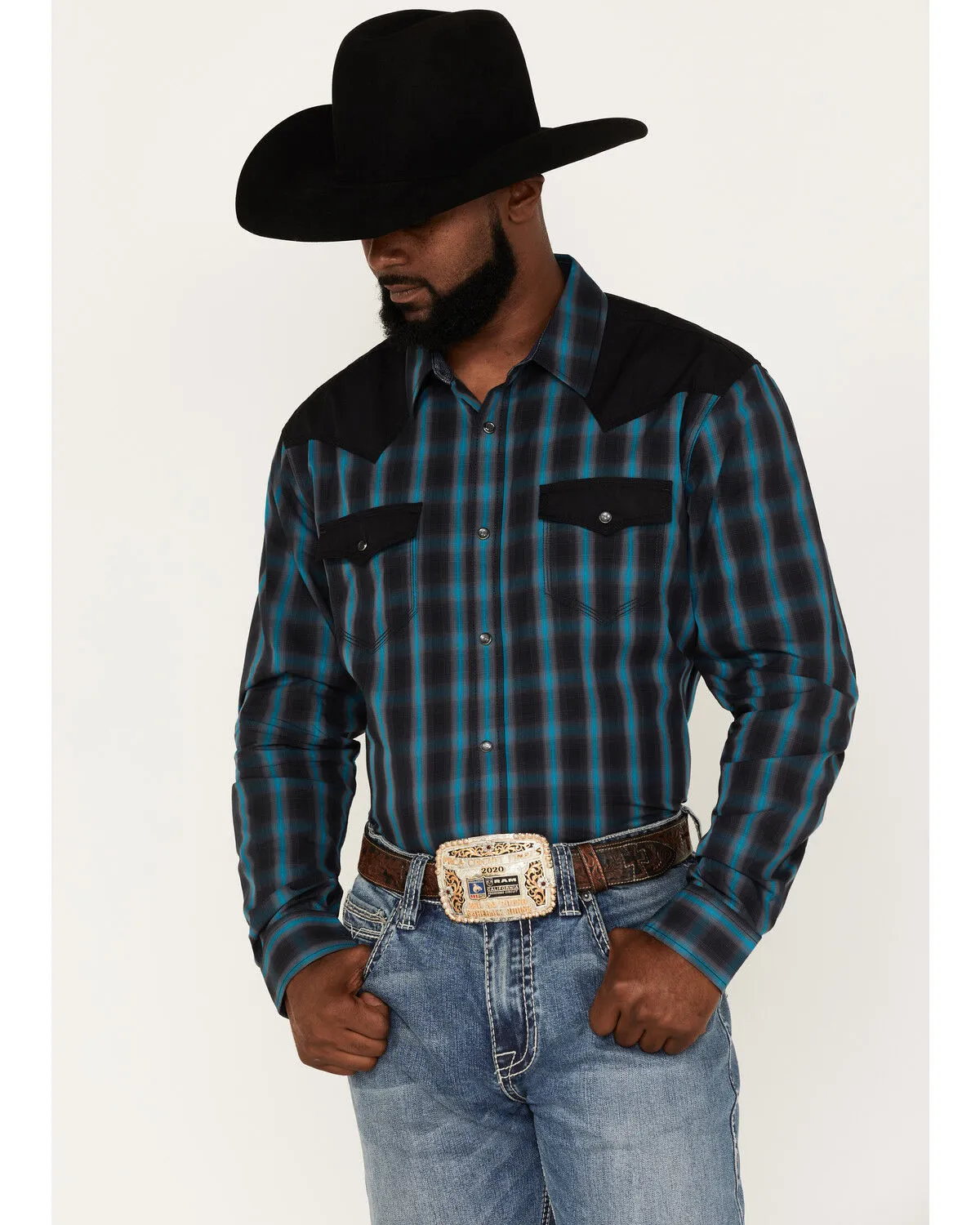 Product Name:  Moonshine Spirit Men's Bandit Small Plaid Print Pearl Snap Western Shirt