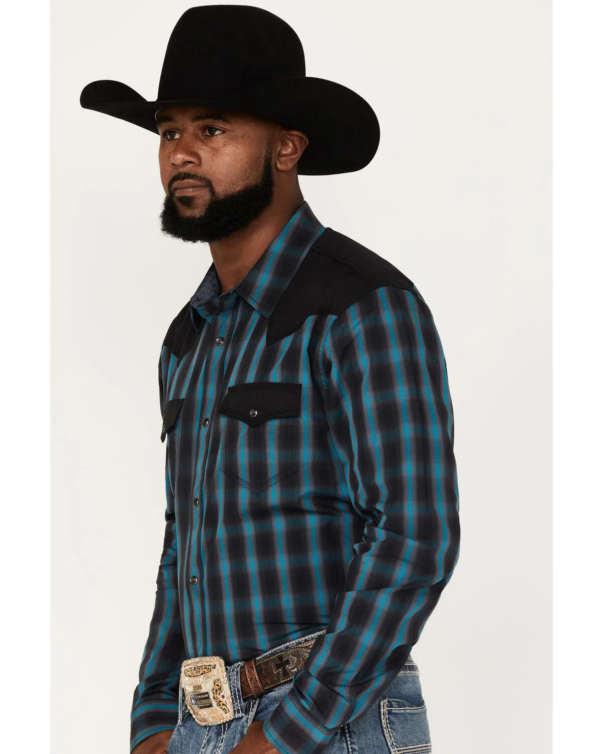 Product Name:  Moonshine Spirit Men's Bandit Small Plaid Print Pearl Snap Western Shirt