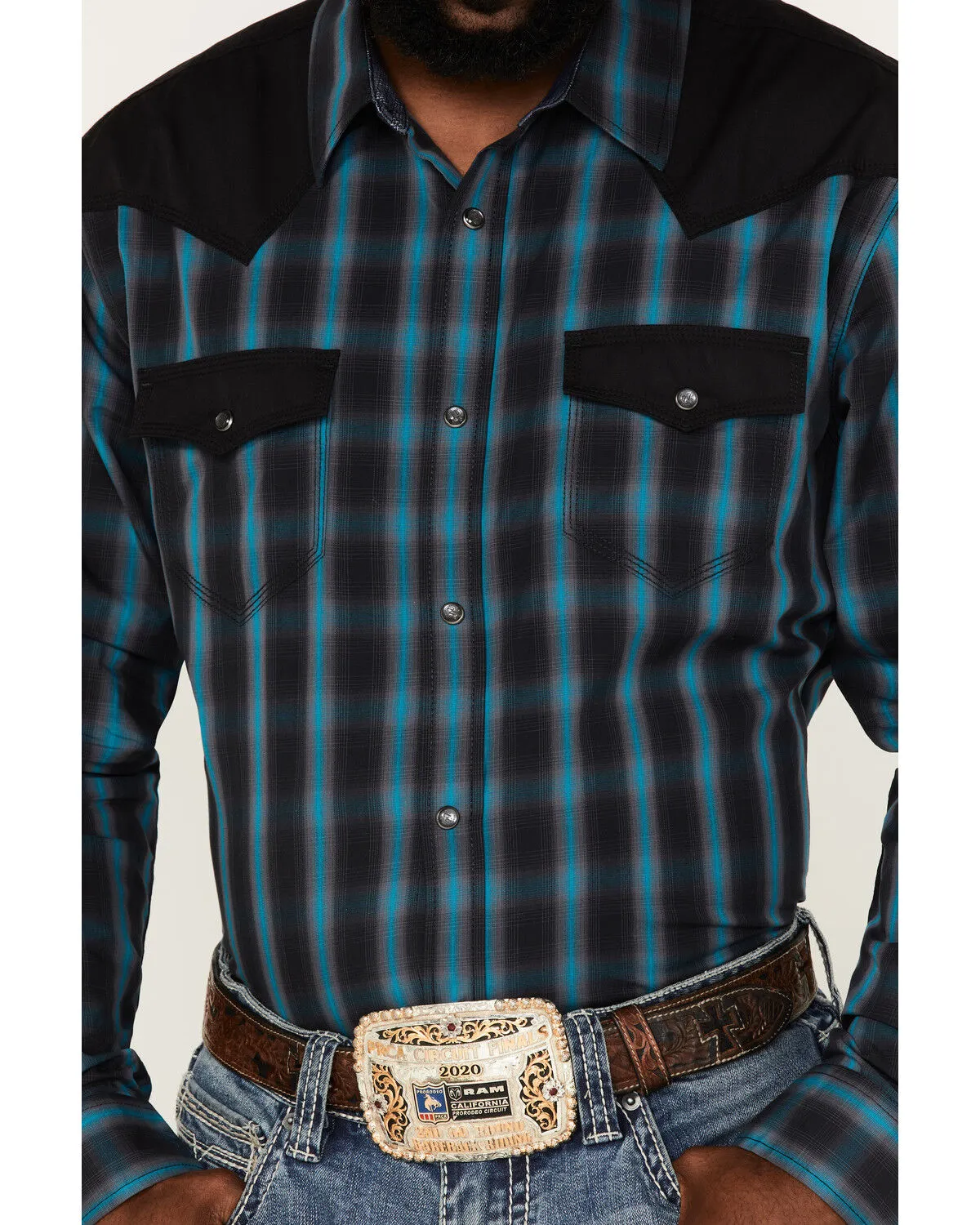 Product Name:  Moonshine Spirit Men's Bandit Small Plaid Print Pearl Snap Western Shirt