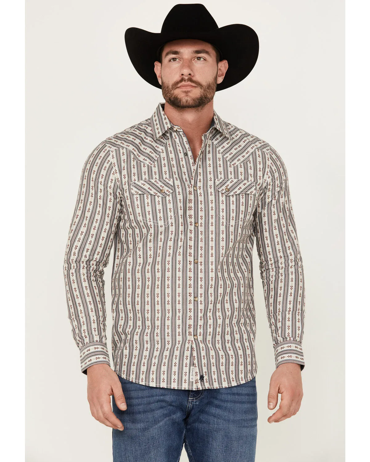 Product Name:  Moonshine Spirit Men's Southern Boy Striped Long Sleeve Pearl Snap Western Shirt