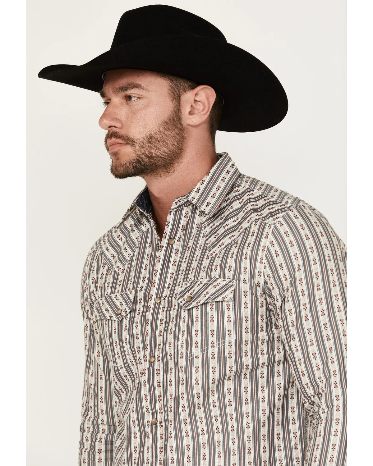 Product Name:  Moonshine Spirit Men's Southern Boy Striped Long Sleeve Pearl Snap Western Shirt