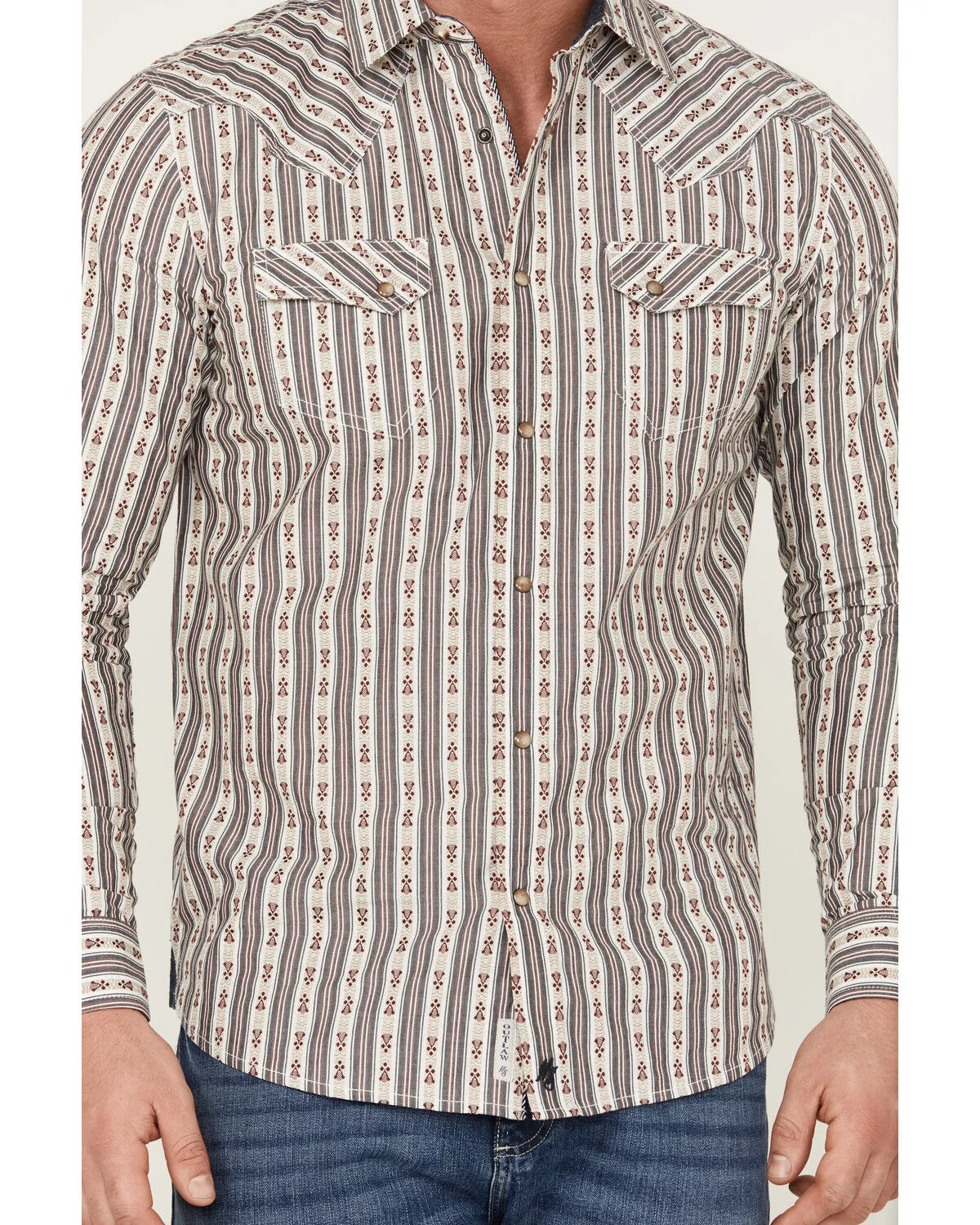 Product Name:  Moonshine Spirit Men's Southern Boy Striped Long Sleeve Pearl Snap Western Shirt