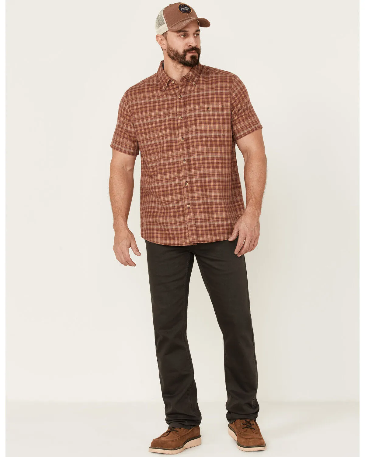 Product Name:  North River Men's Cozy Cotton Small Plaid Short Sleeve Button-Down Western Shirt