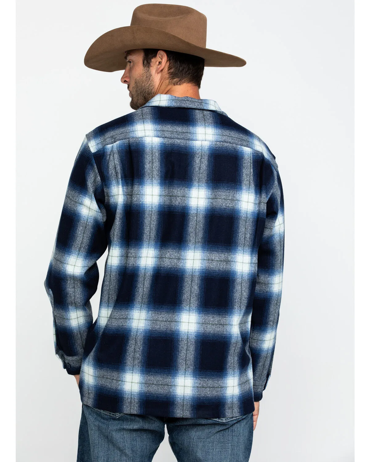 Product Name:  Pendleton Men's Navy Board Oxford Plaid Long Sleeve Western Shirt