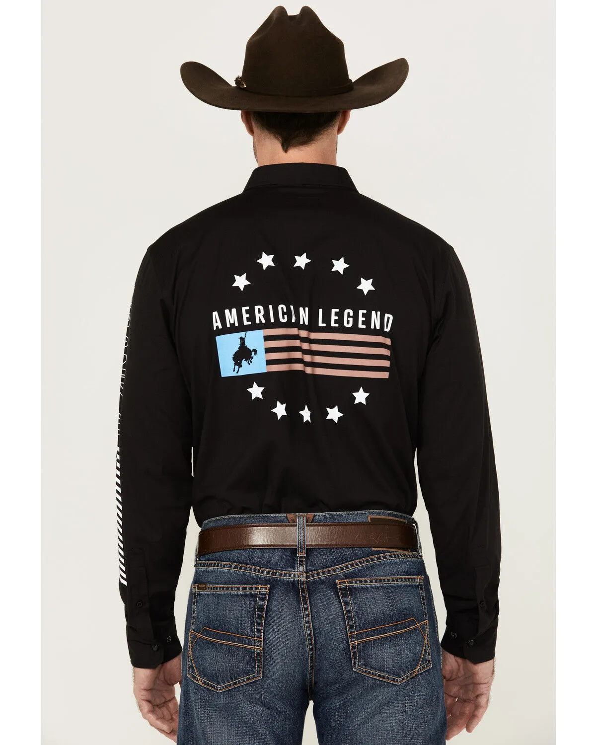 Product Name:  RANK 45® Men's American Legend Logo Performance Twill Long Sleeve Pearl Snap Western Shirt