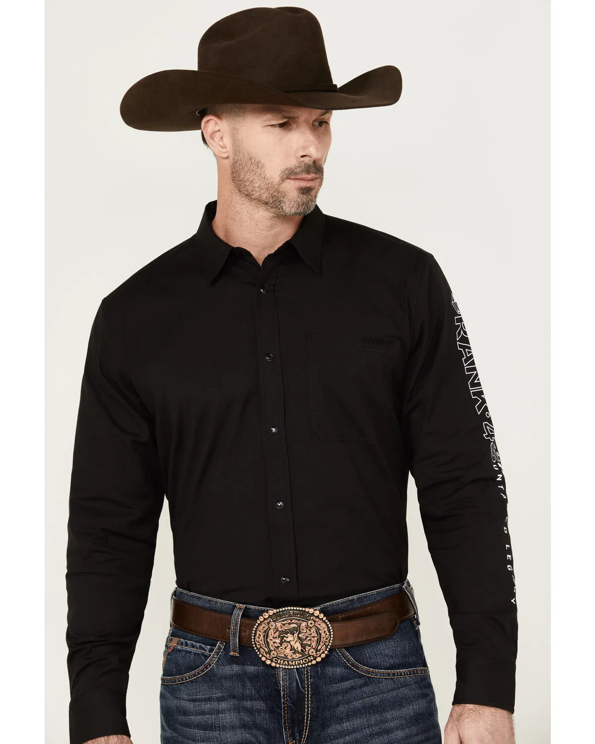 Product Name:  RANK 45® Men's American Legend Logo Performance Twill Long Sleeve Pearl Snap Western Shirt