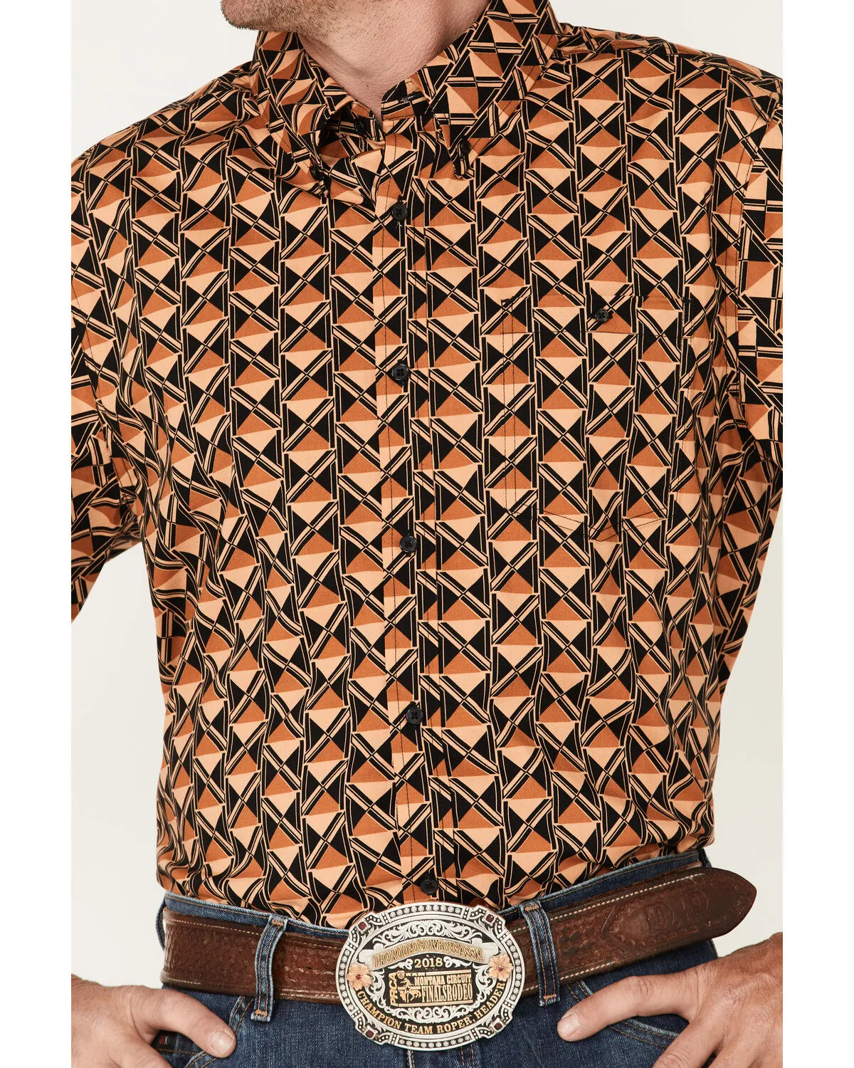 Product Name:  RANK 45® Men's Chisel Geo Print Short Sleeve Button-Down Western Shirt