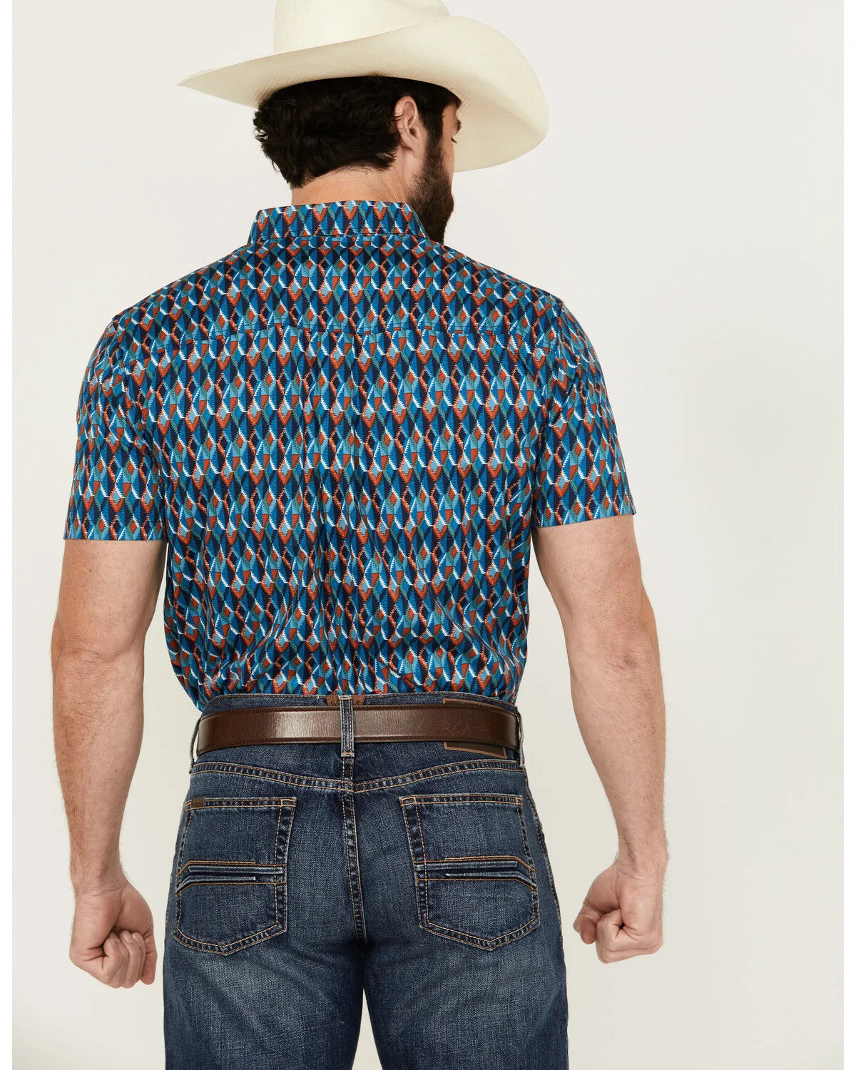 Product Name:  RANK 45® Men's Weststamp Southwestern Geo Print Short Sleeve Button-Down Stretch Western Shirt