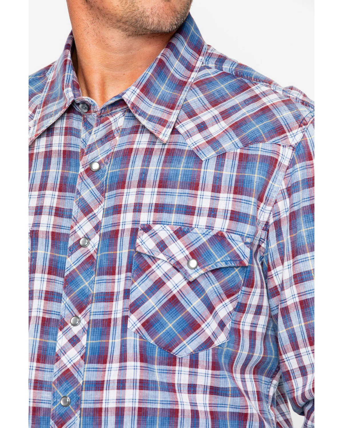 Product Name:  Rock & Roll Denim Men's Double Dye Plaid Print Long Sleeve Western Shirt