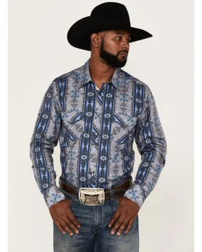 Product Name:  Rock & Roll Denim Men's Vertical Southwestern Stripe Long Sleeve Snap Western Shirt