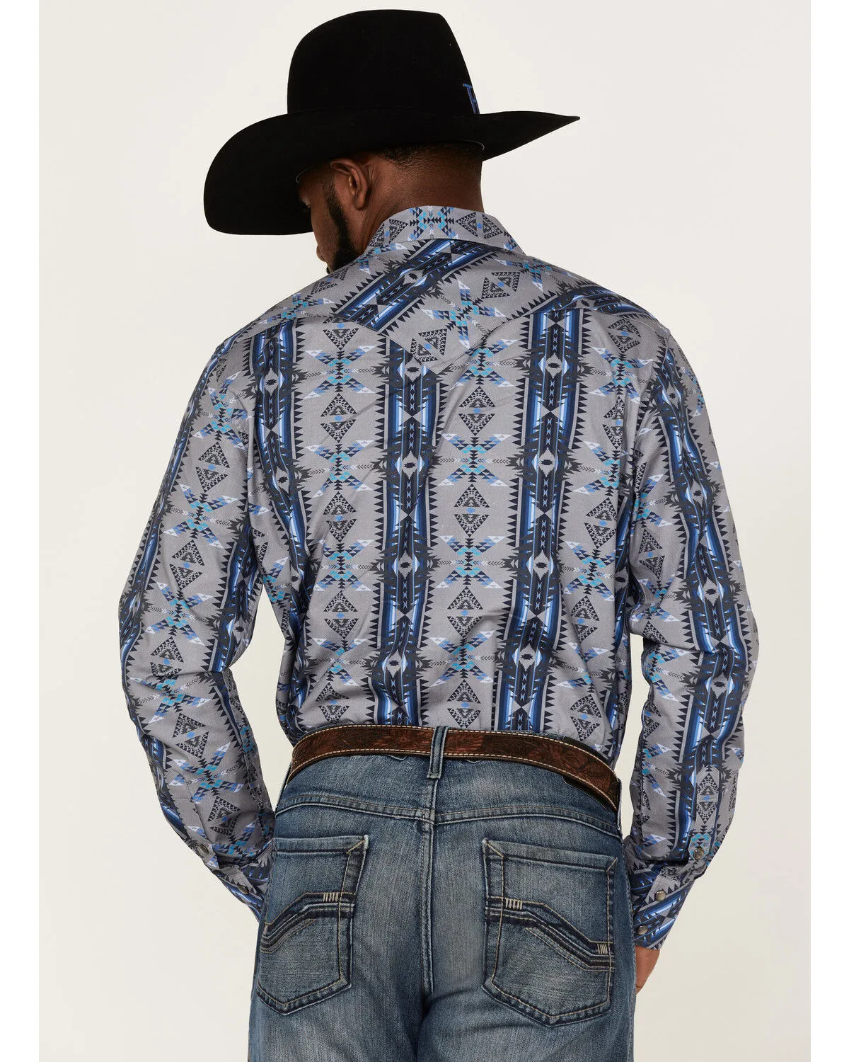 Product Name:  Rock & Roll Denim Men's Vertical Southwestern Stripe Long Sleeve Snap Western Shirt