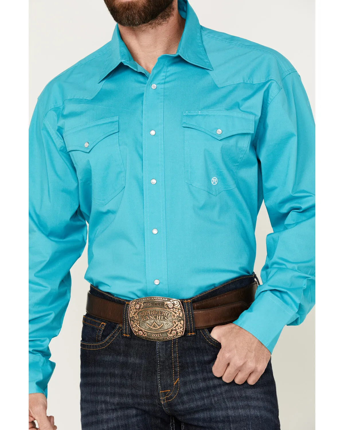 Product Name:  Roper Men's Amarillo Solid Long Sleeve Pearl Snap Stretch Western Shirt - Big & Tall